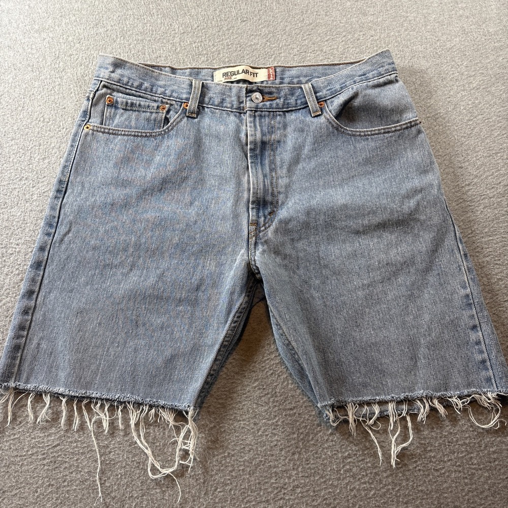 VTG LEVIS 505 Medium Wash Men's Sz 36 Jean Shorts Y2K Biker Grunge Cutoff